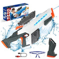 Electric Water Blaster with Light, Automatic Manual Suction 2-In-1 Water Blaster for Adult Kids, Squirt Blaster39 Ft Range, Pool Beach Outdoor Party Toys, White