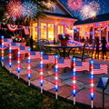 Solar American Flag Light Set, 8 Pack American Flags Pole Pathway Lights, Patriotic Waterproof LED Outdoor Yard Garden with 8 Lighting Modes for 4Th of July Decoration (Flag Lights 1 Set)